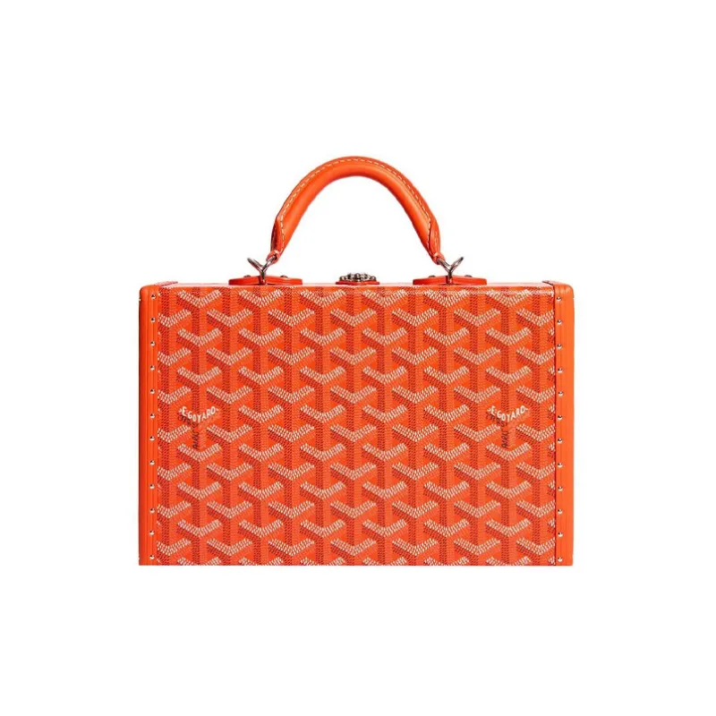 GOYARD Grand Hôtel Canvas With Leather Box Bag Handbags Women's Orange-1
