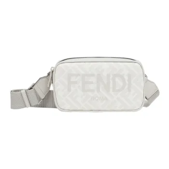 FENDI Blended Polyester Camera Bag Shoulder Bag Crossbody Bag Small Size Men's White