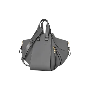 LOEWE Hammock Grain Cow Leather Bucket Bag Handbag Trumpets Women's Asphalt Gray