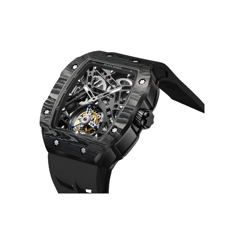 BEXEI X Collection Manual Mechanical Movement Silicone Strap Watch Men's Watches Cut Out Dial 9089 TQHD-1