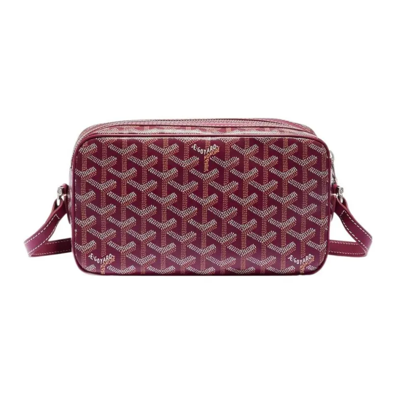 GOYARD Canvas With Calfskin Camera Bags Crossbody Bags Small Size Women's Burgundy-2