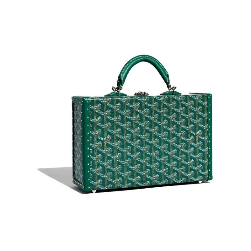 GOYARD Grand Hôtel Canvas With Leather Box Bag Handbags Women's Green-0