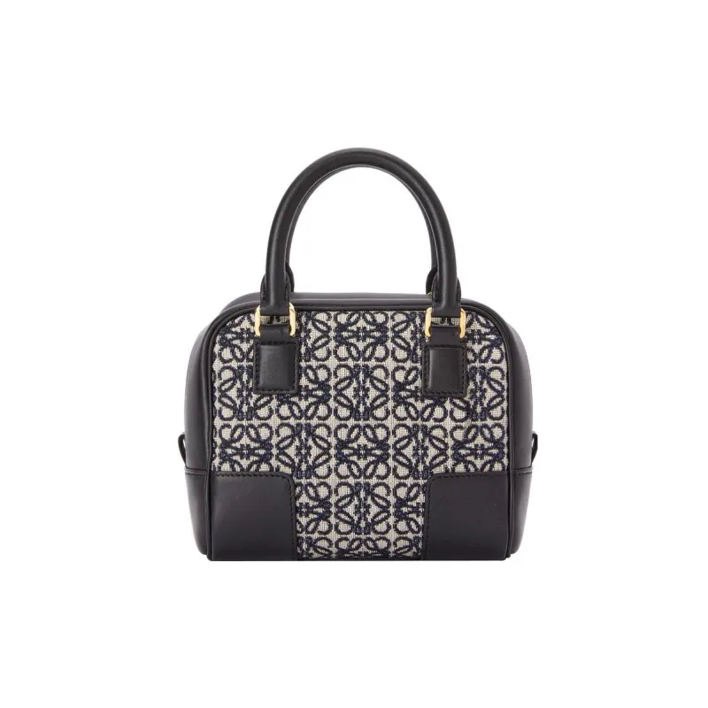 LOEWE Amazona Leather Trim Small Square Bag Handbag Shoulder Bag Crossbody Bag Mini Women's Marine Blue/Black-2