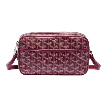 GOYARD Canvas With Calfskin Camera Bags Crossbody Bags Small Size Women's Burgundy