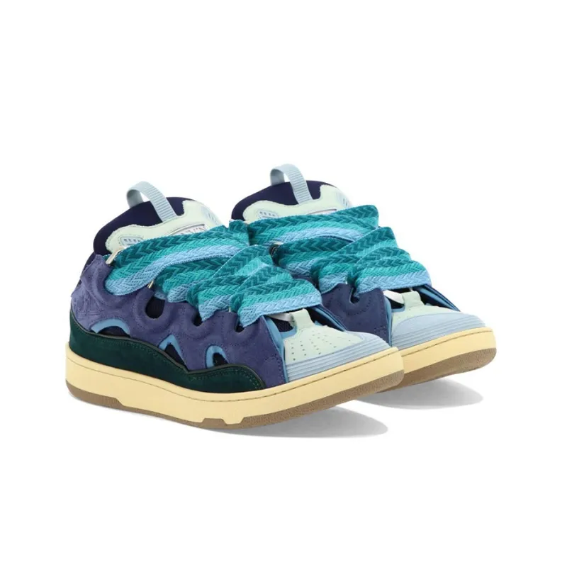 Lanvin Curb Low Top Stylish Skateboarding Shoes Men's Blue Purple-1