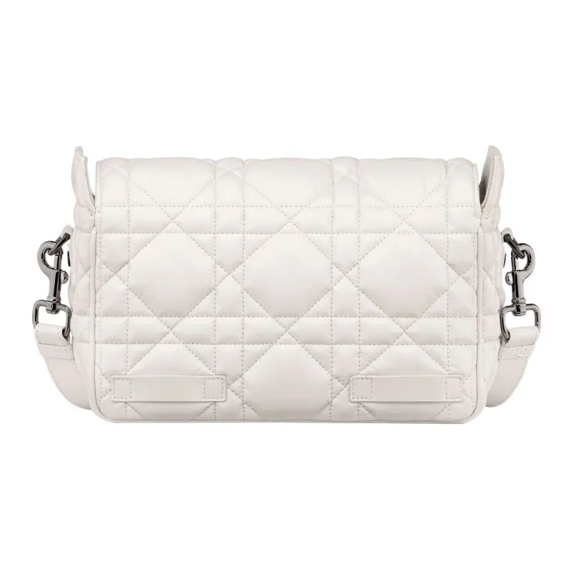 DIOR DiorCamp Wicker Pattern Cow Leather Messenger Bag Shoulder Bag Crossbody Bag Small Size Women's Milk White-2