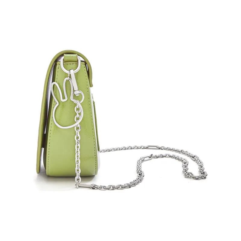 Miffy PU Chain Bag Versatile Saddle Bag Shoulder Bag Crossbody Bag Regular Women's Green/White-3