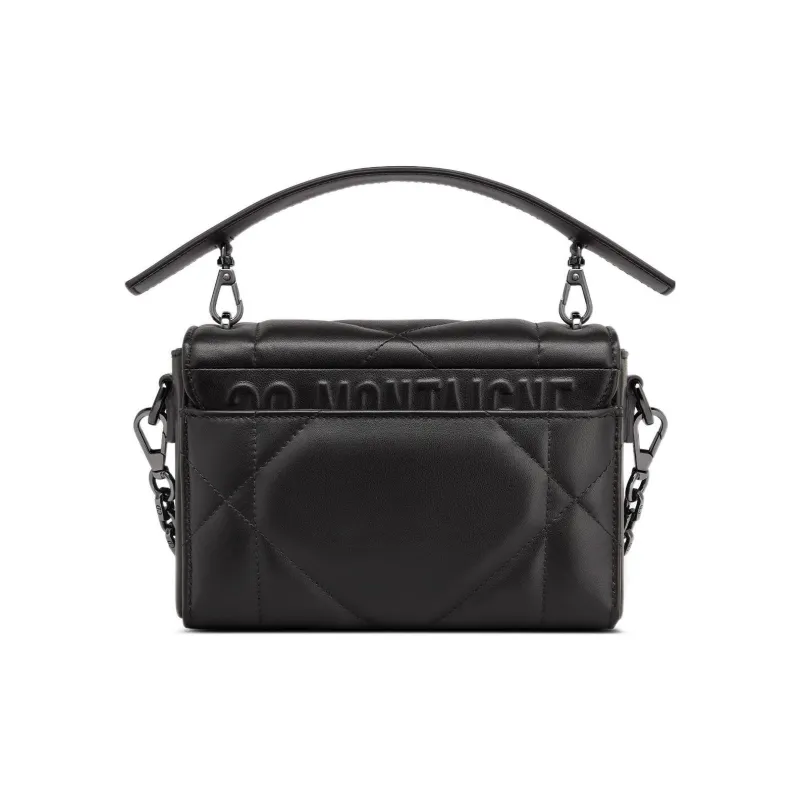 DIOR Montaigne Collection Matte Lambskin Box Bag Handbags Women's Black-4