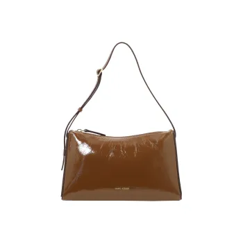 Manu Atelier Lacquered Finish Leather Shoulder Bag Women's Brown