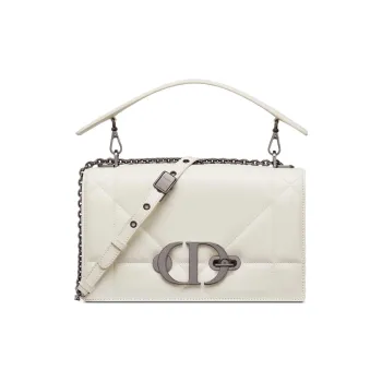 DIOR 30 Montaigne Lambskin Box Bag Shoulder Bag Crossbody Bag Handbag Regular Women's White