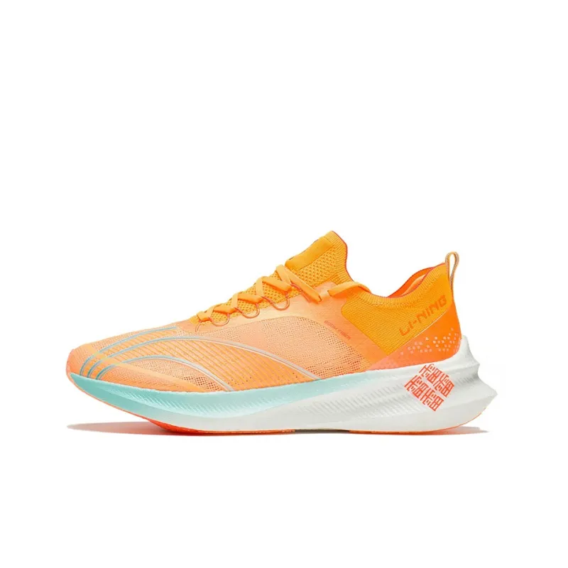 LiNing Feidian Challenger Breathable And Resilient Low Top Running Shoes Men's Fluorescent Mango Orange-0