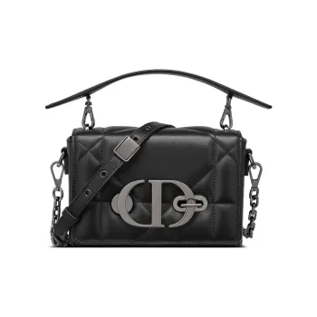 DIOR Montaigne Collection Matte Lambskin Box Bag Handbags Women's Black