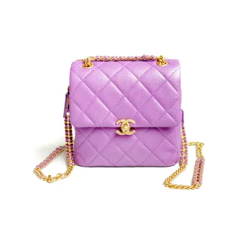 CHANEL Caviar Cow Leather Backpack Women's Purple