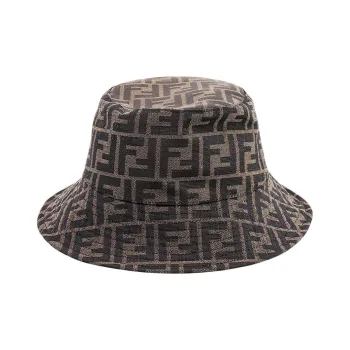 FENDI Cotton Bucket Hat Unisex Brown