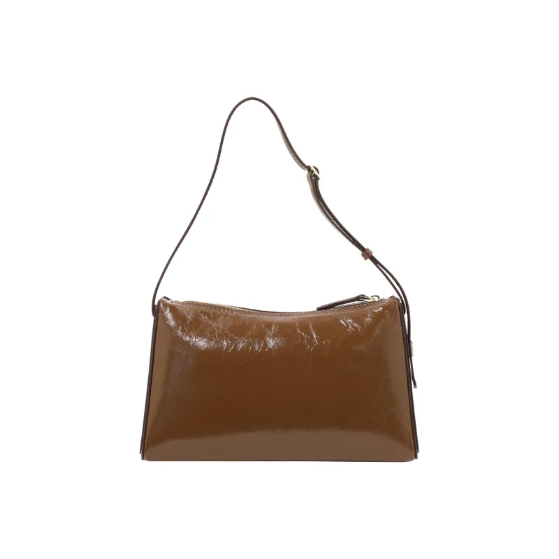 Manu Atelier Lacquered Finish Leather Shoulder Bag Women's Brown-2