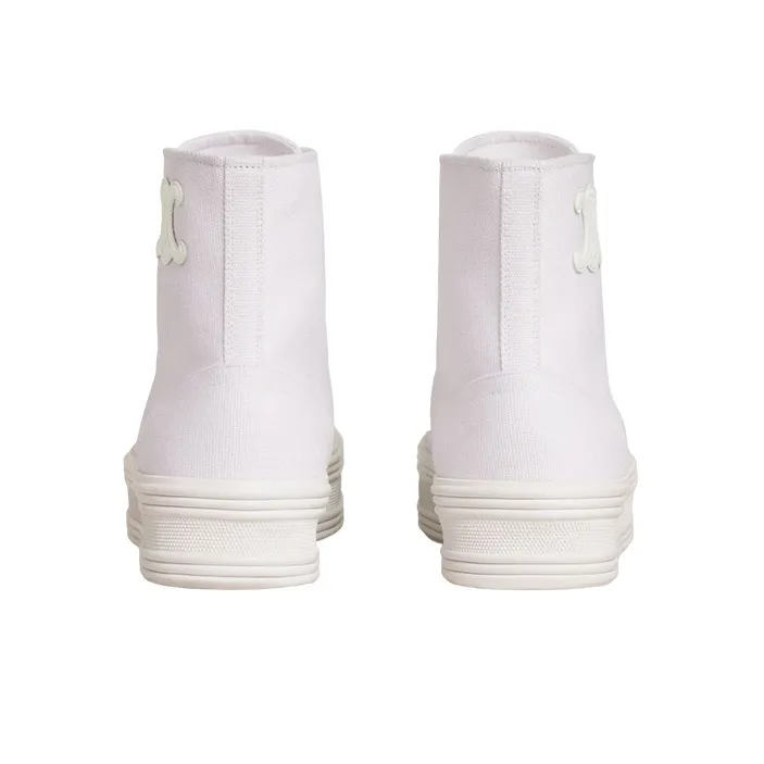 CELINE Canvas Shoes Women's High Top White-3