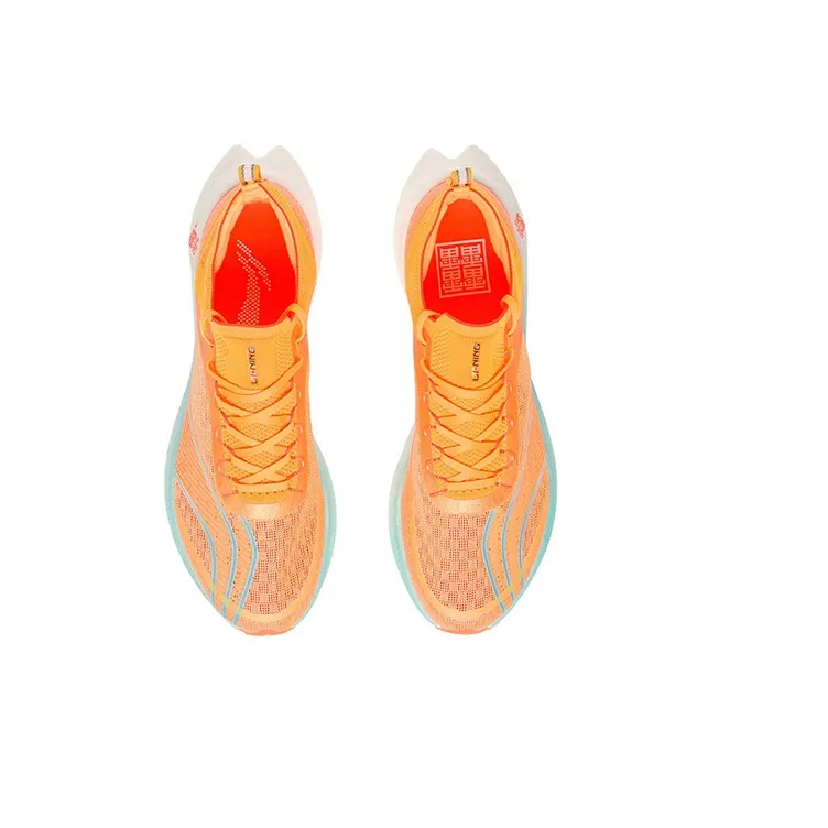 LiNing Feidian Challenger Breathable And Resilient Low Top Running Shoes Men's Fluorescent Mango Orange-3