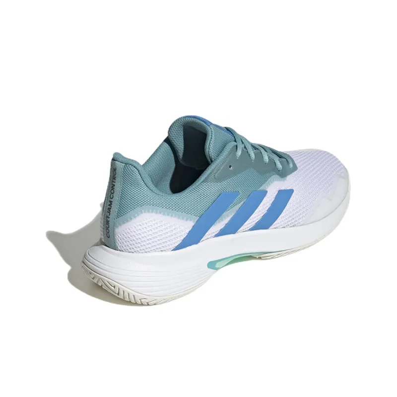 Adidas CourtJam Control Durable Breathable Low-Top Tennis Shoes Men's White Green-3