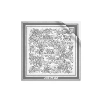 DIOR Silk Scarf Women's Ivory/Gray