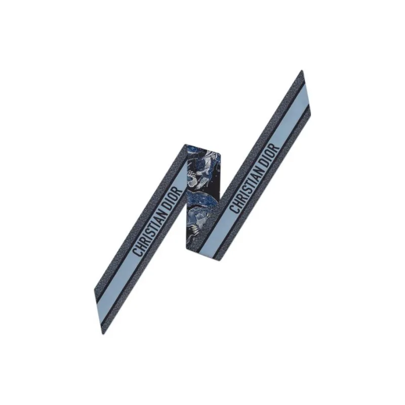 DIOR Silk Scarves Women's Black And Blue-1
