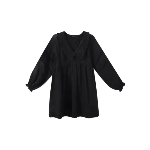 YUMOMO STAR Long-Sleeved Dresses Women's Black