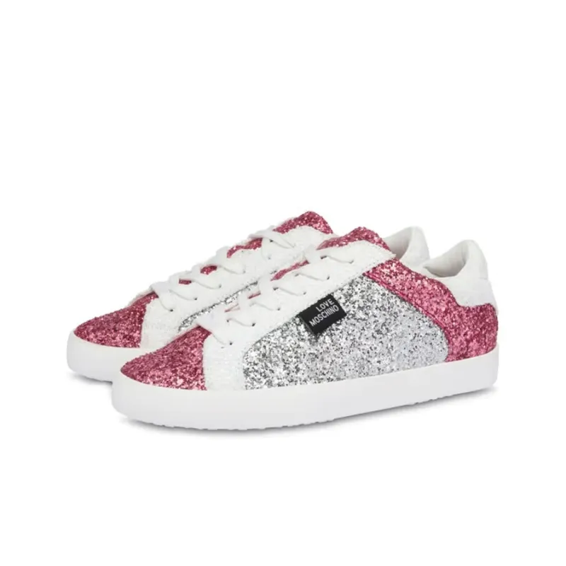 LOVE MOSCHINO Low Top Stylish Skateboarding Shoes Women's Pink-2