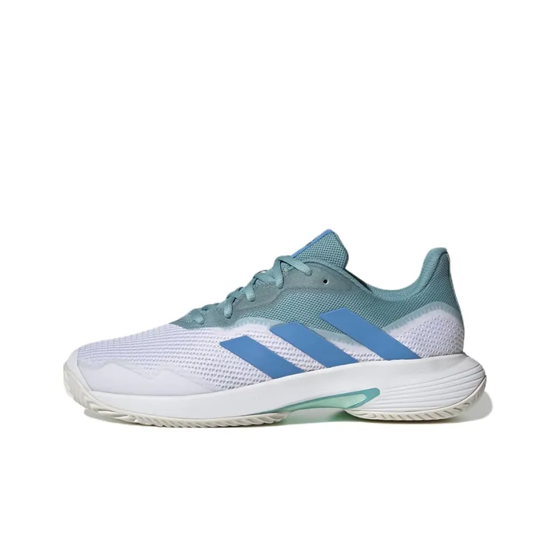 Adidas CourtJam Control Durable Breathable Low-Top Tennis Shoes Men's White Green-0