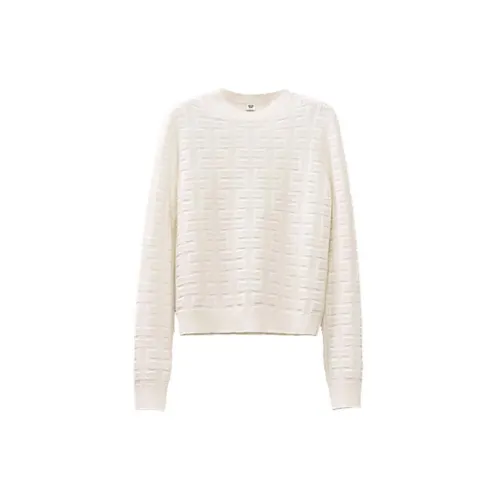 HERMES Cashmere Sweaters Women's Gray White