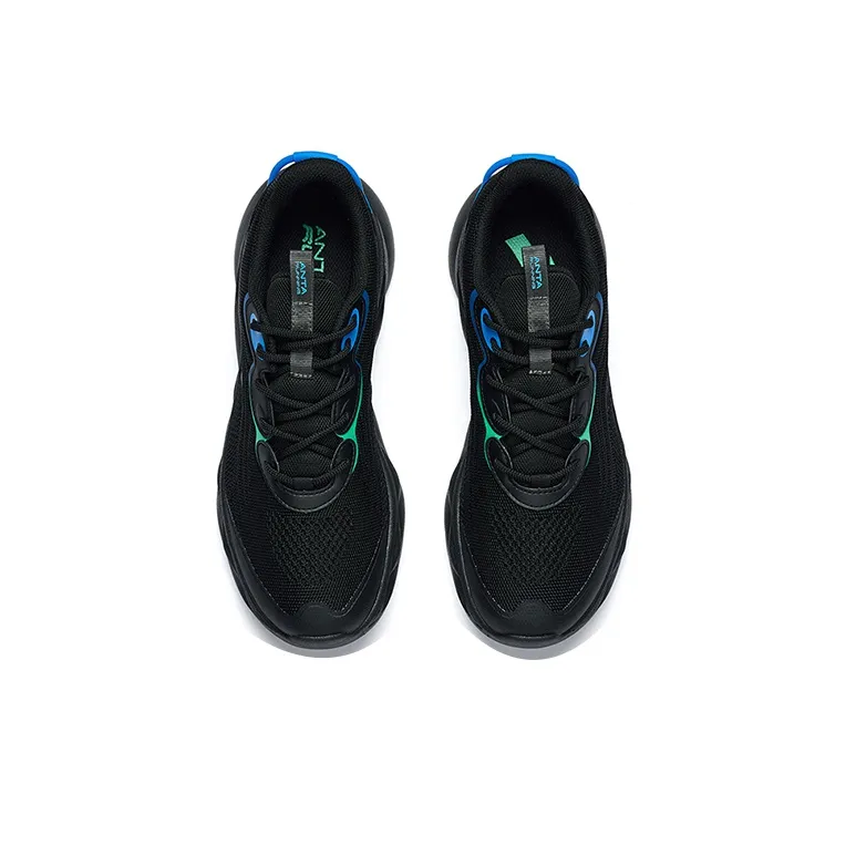 Anta Cushioning Breathable Lightweight Wear-Resistant Slip-Resistant Low-Top Running Shoes Men's Black-3