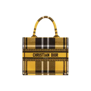 DIOR BookTote Embroidery Tote Bag, Shopping Bag, Shoulder Bag, Handbag Trumpets Women's Black/Yellow