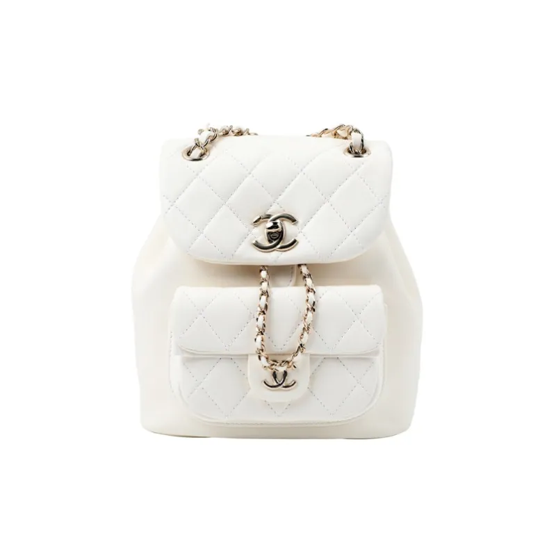 CHANEL 22A Early Fall Duma Sheepskin Backpack Women's White-0