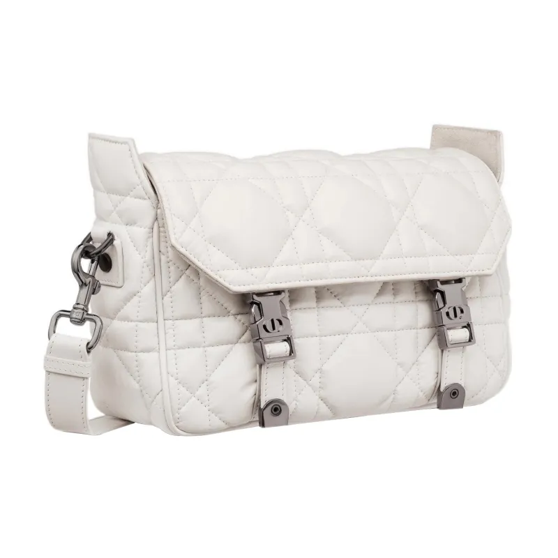 DIOR DiorCamp Wicker Pattern Cow Leather Messenger Bag Shoulder Bag Crossbody Bag Small Size Women's Milk White-1