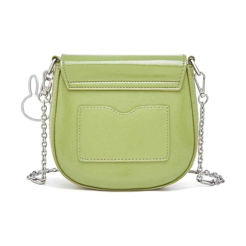 Miffy PU Chain Bag Versatile Saddle Bag Shoulder Bag Crossbody Bag Regular Women's Green/White-2