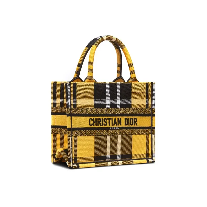 DIOR BookTote Embroidery Tote Bag, Shopping Bag, Shoulder Bag, Handbag Trumpets Women's Black/Yellow-1