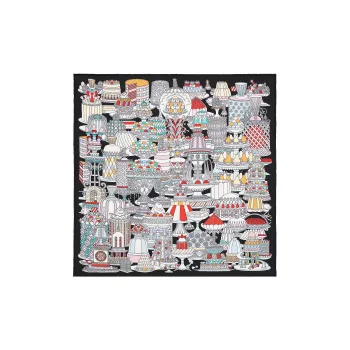 HERMES Silk Scarves Women's Black