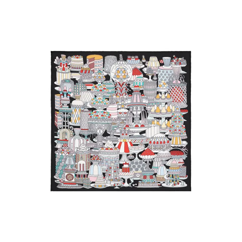 HERMES Silk Scarves Women's Black-0
