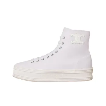 CELINE Canvas Shoes Women's High Top White