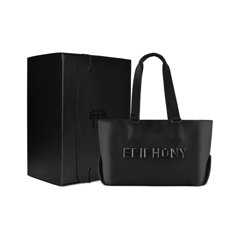 EPIPHQNY Nylon Fabric Tote Bag Shopping Bag Shoulder Bag Unisex Black-9