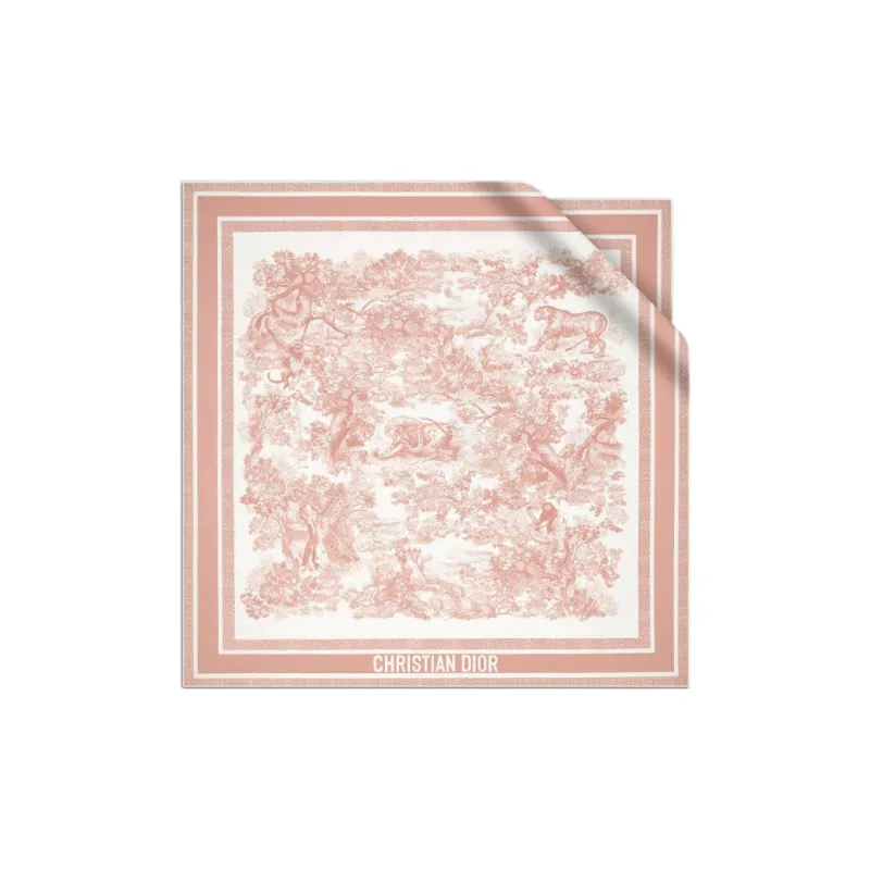 DIOR Silk Scarves Women's Ivory, Pink-0