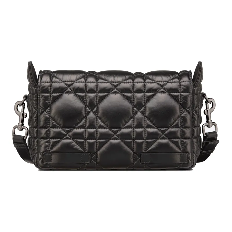 DIOR DiorCamp Cow Leather Messenger Bag Shoulder Bag Crossbody Bag Small Size Women's Black Silver-3