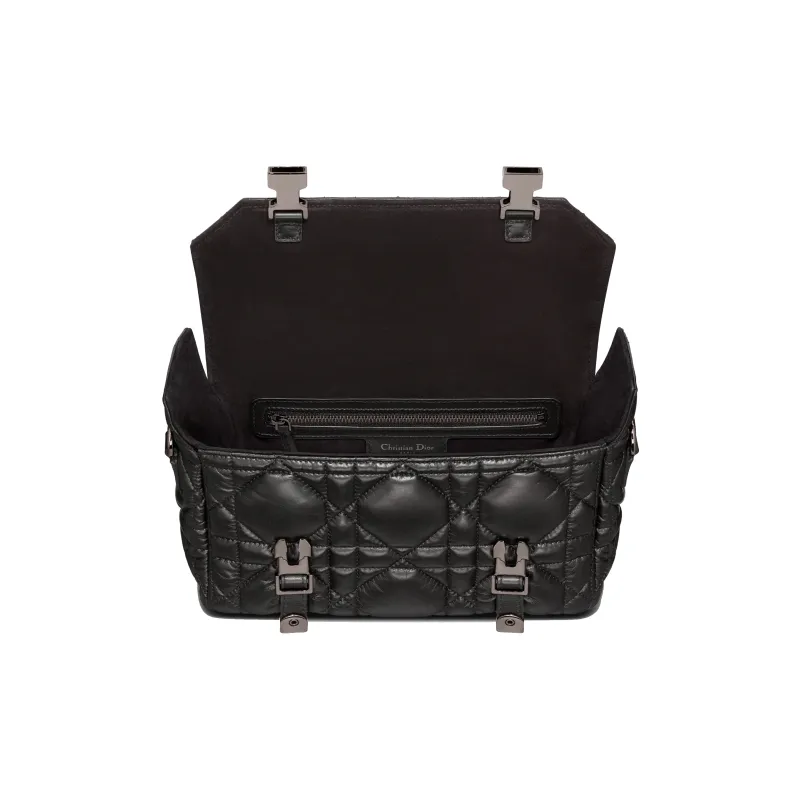 DIOR DiorCamp Cow Leather Messenger Bag Shoulder Bag Crossbody Bag Small Size Women's Black Silver-4