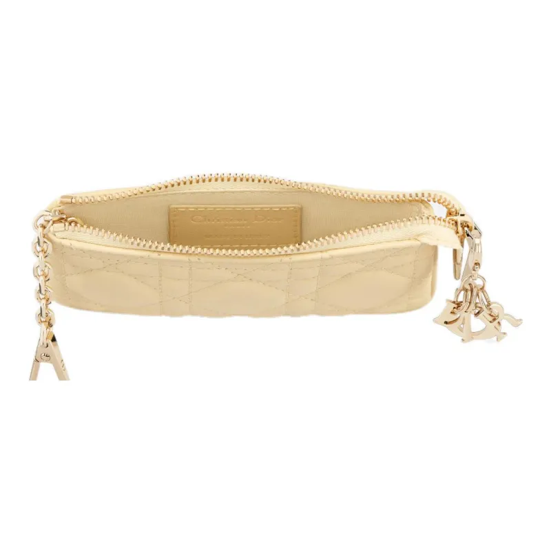 DIOR Lady Dior Lambskin Key Pouch Clutch Women's Candy Light Yellow-1