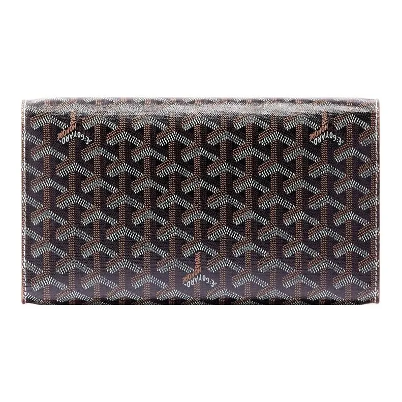 GOYARD MONTE-CARLO Canvas With Leather Clutches Crossbody Bags Small Size Women's Black/Brown-2