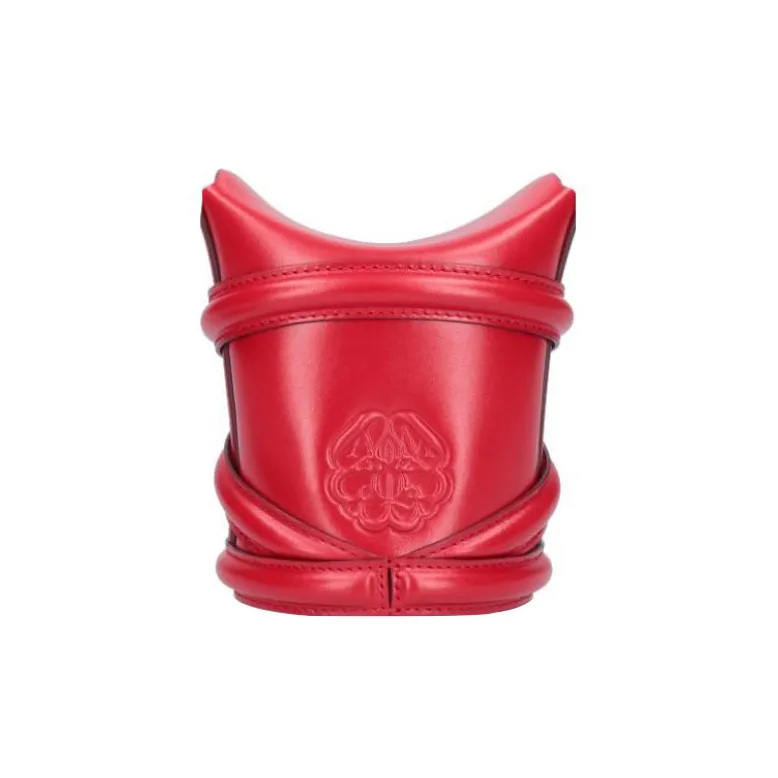 Alexander McQueen THE CURVE BAG Smooth Leather Crossbody Bag, Handbag Mini Women's Red-1