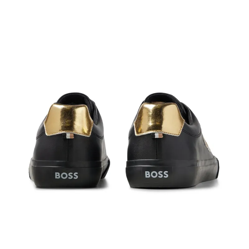 HUGO BOSS Skateboard Shoes Men Low-Top Black/Gold-2