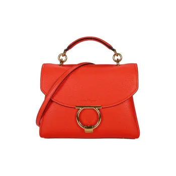 FERRAGAMO Cow Leather One Shoulder Handbag Women's Orange Red