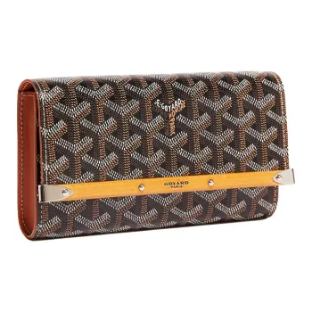 GOYARD MONTE-CARLO Canvas With Leather Clutches Crossbody Bags Mini Women's Black/Brown