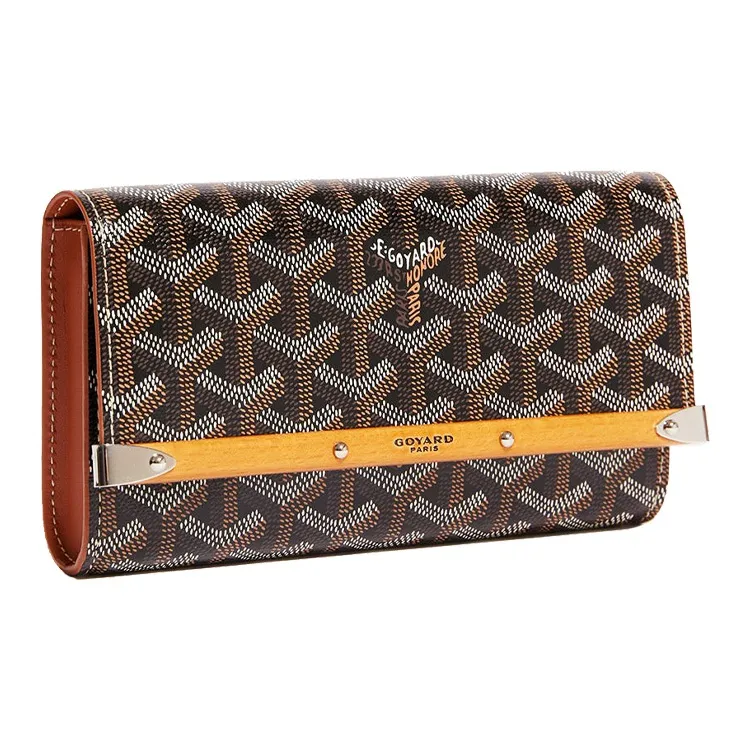 GOYARD MONTE-CARLO Canvas With Leather Clutches Crossbody Bags Mini Women's Black/Brown-0