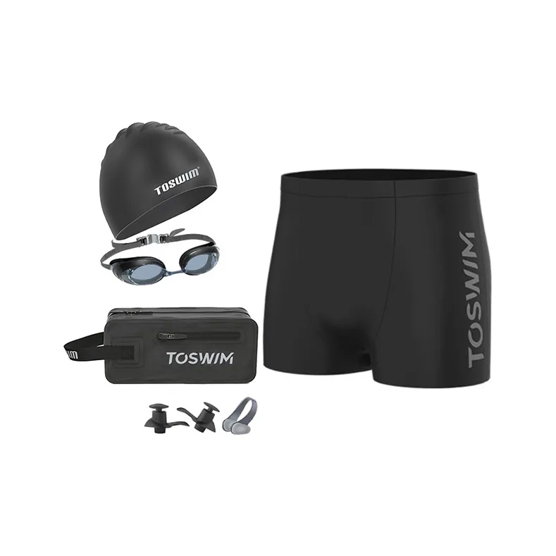 TOSWIM Swimming Sets Elastane Polyester Pool Men's S M L XL 2XL 3XL 4XL Black-2
