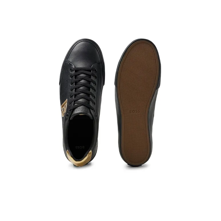 HUGO BOSS Skateboard Shoes Men Low-Top Black/Gold-3